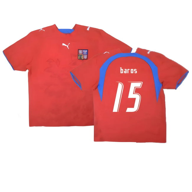Czech Republic 2006-08 Home Shirt ((Very Good) L) (Baros 15)-SoccerKits Hub | Buy Soccer Jerseys Online